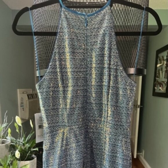 Aidan Mattox Formal Sequin Halter Mini Dress with Cutout Size 2 Marine Blue NWT - Picture 10 of 16